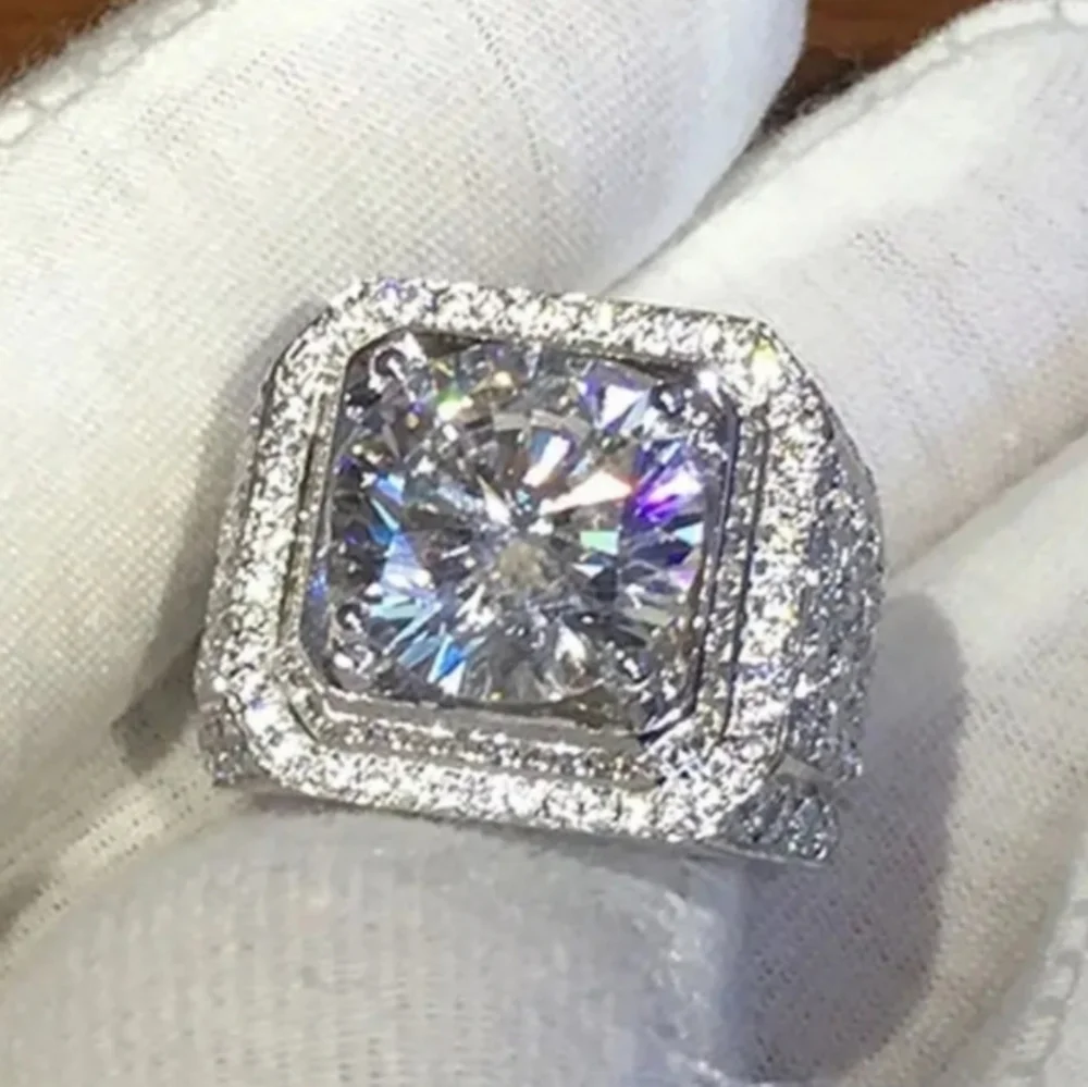 Glamorous Silver Statement Ring with Sparkling Centerpiece